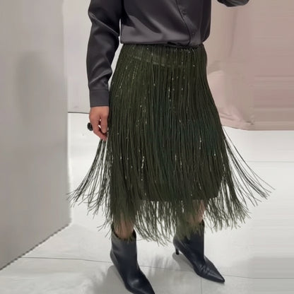 Shiny Green Feather Skirt