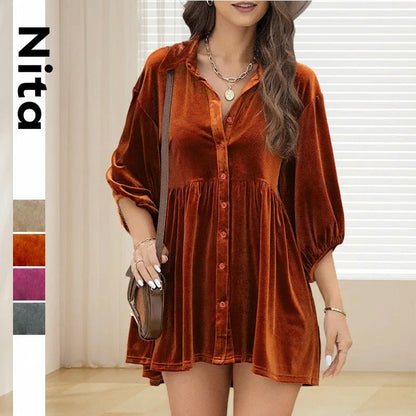 Velvet Long Sleeve Shirt