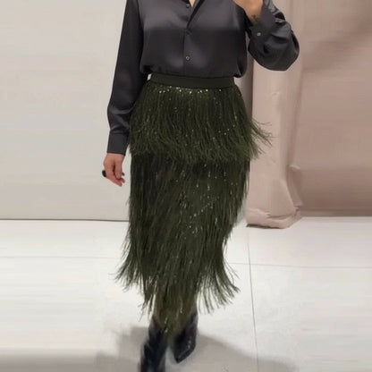 Shiny Green Feather Skirt